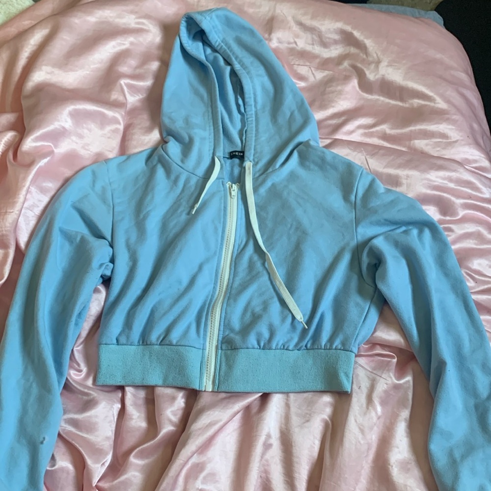 Light Blue Cropped Hoodie
